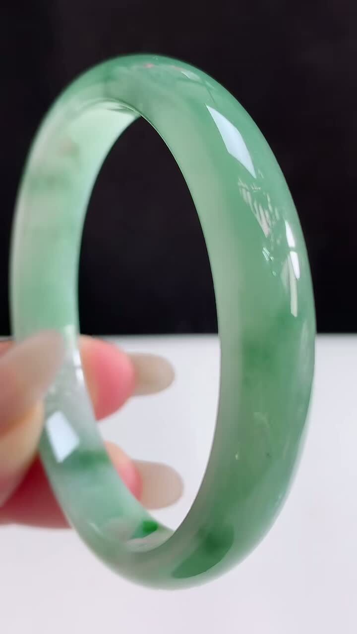 飄花翡翠手鐲,天然翡翠A玉, 緬甸玉, Jade, Jadeite