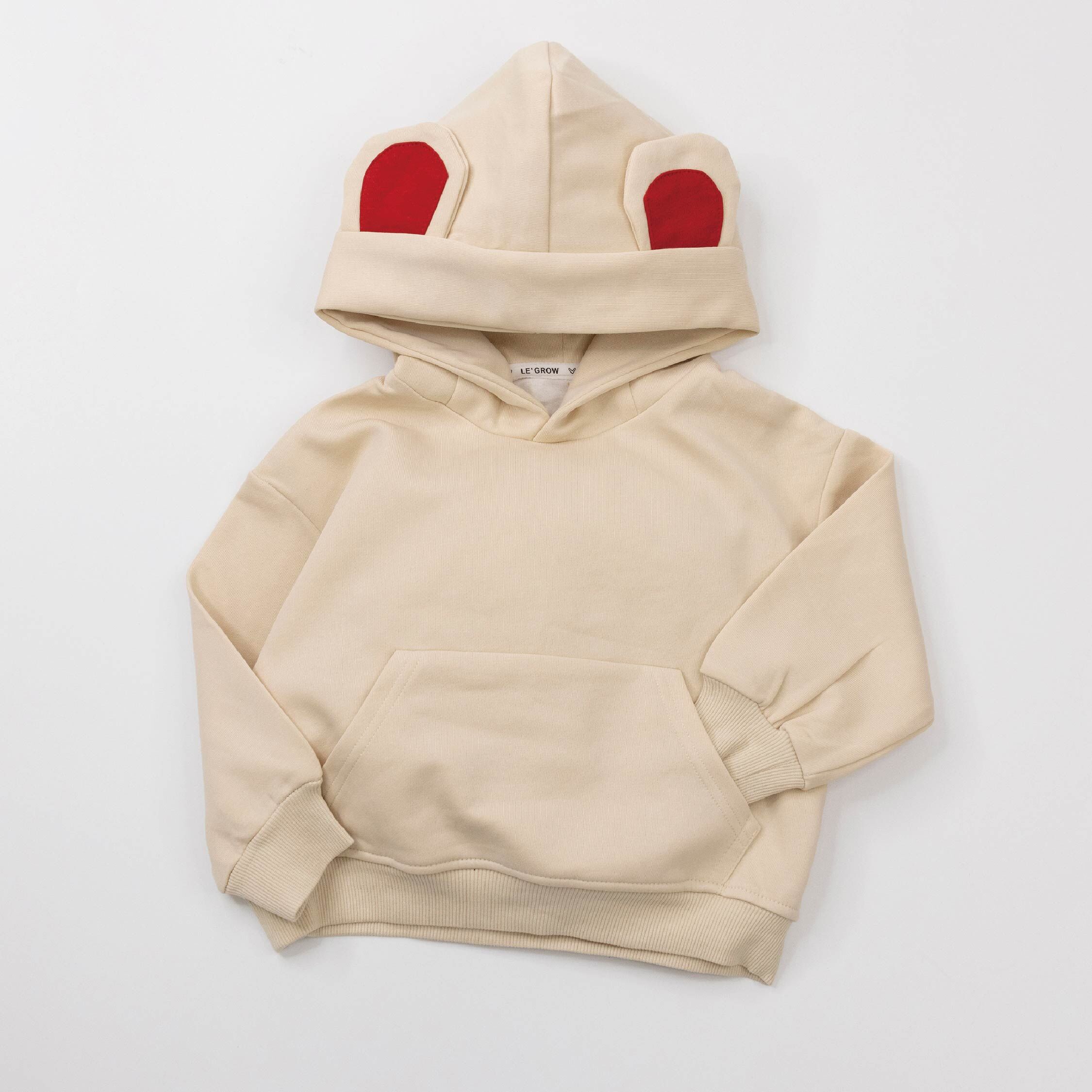 【H35512】立體耳朵撞色連帽上衣/帽T