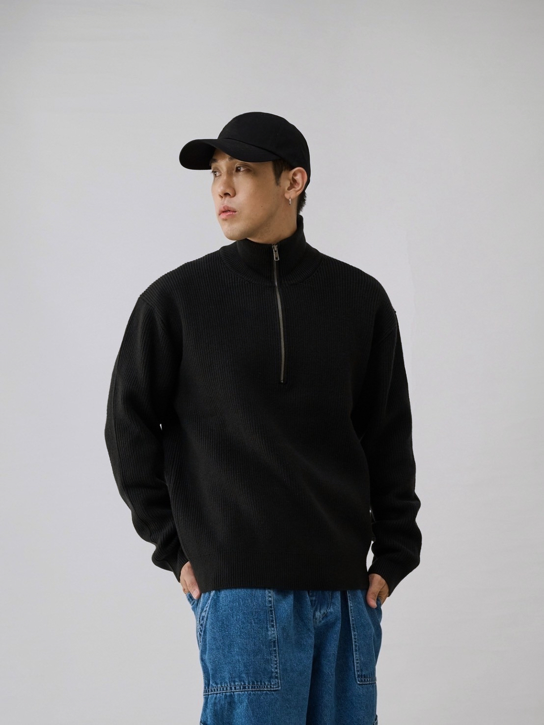 Patented Cotton™ - Zip Neck High Collar Top