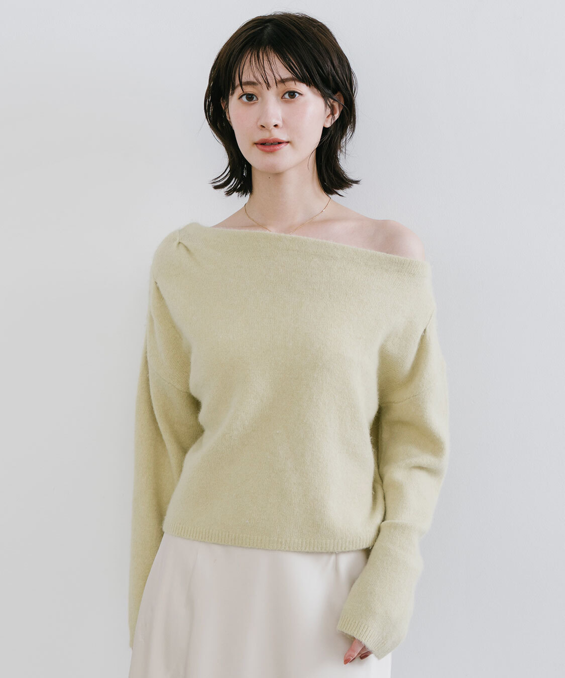 [預購] 折扣 COCO DEAL 浣熊毛混紡不對稱針織衫