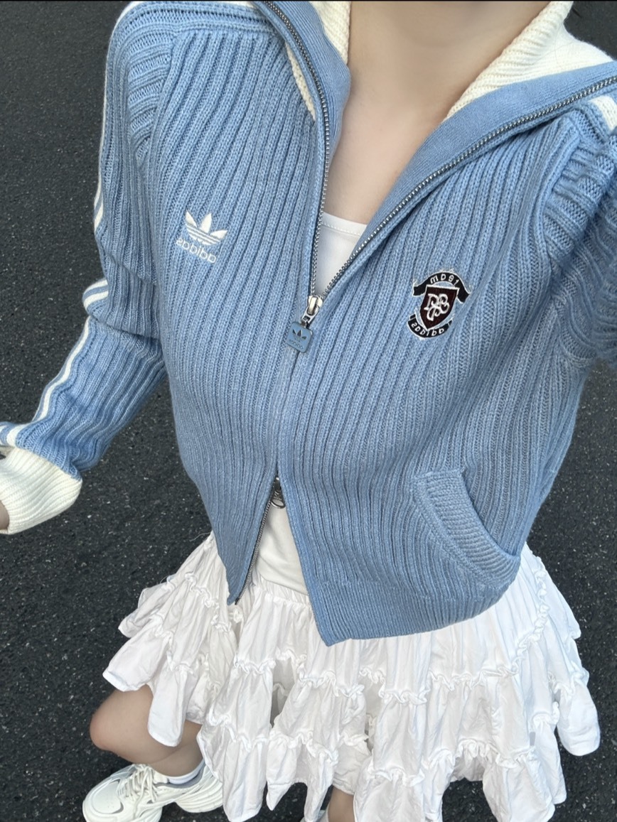 【預購】ADIDAS ORIGINALS TEAM FULLZIP 坑條雙拉鍊外套 寶寶藍 KF0719