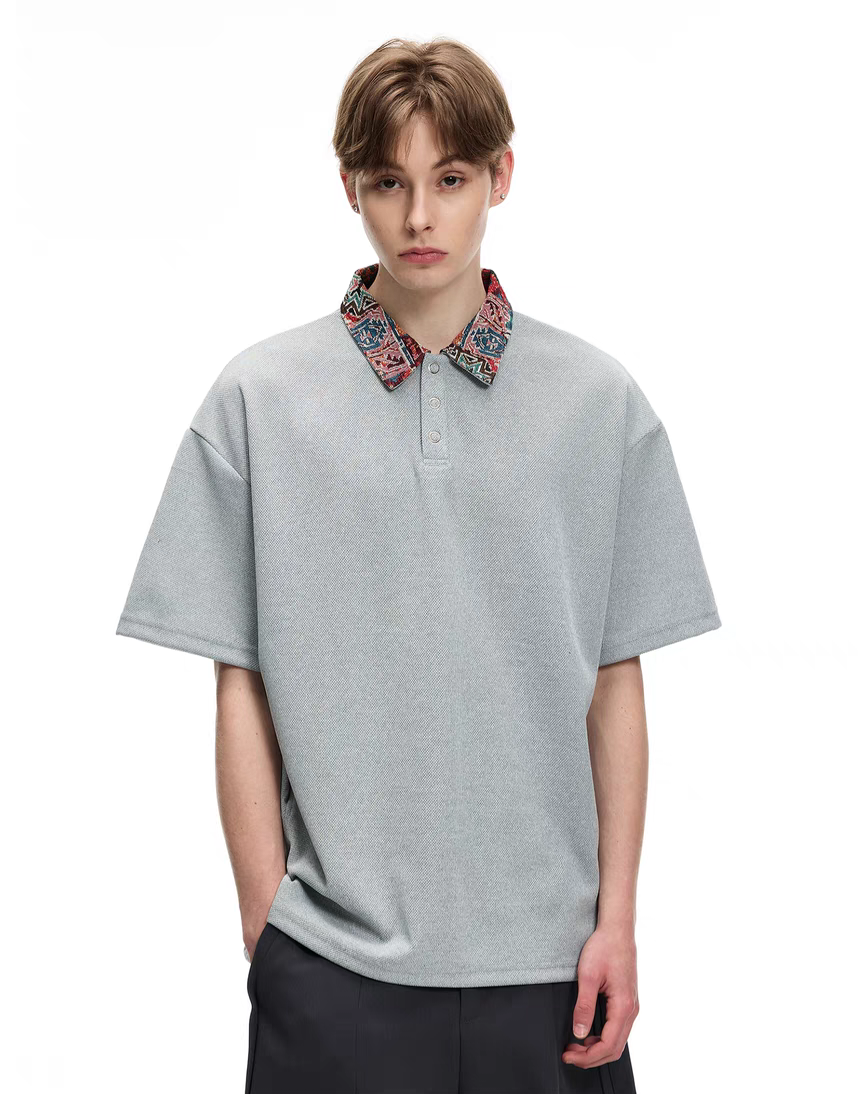 075. Unique Patterned Oversized Polo Shirt