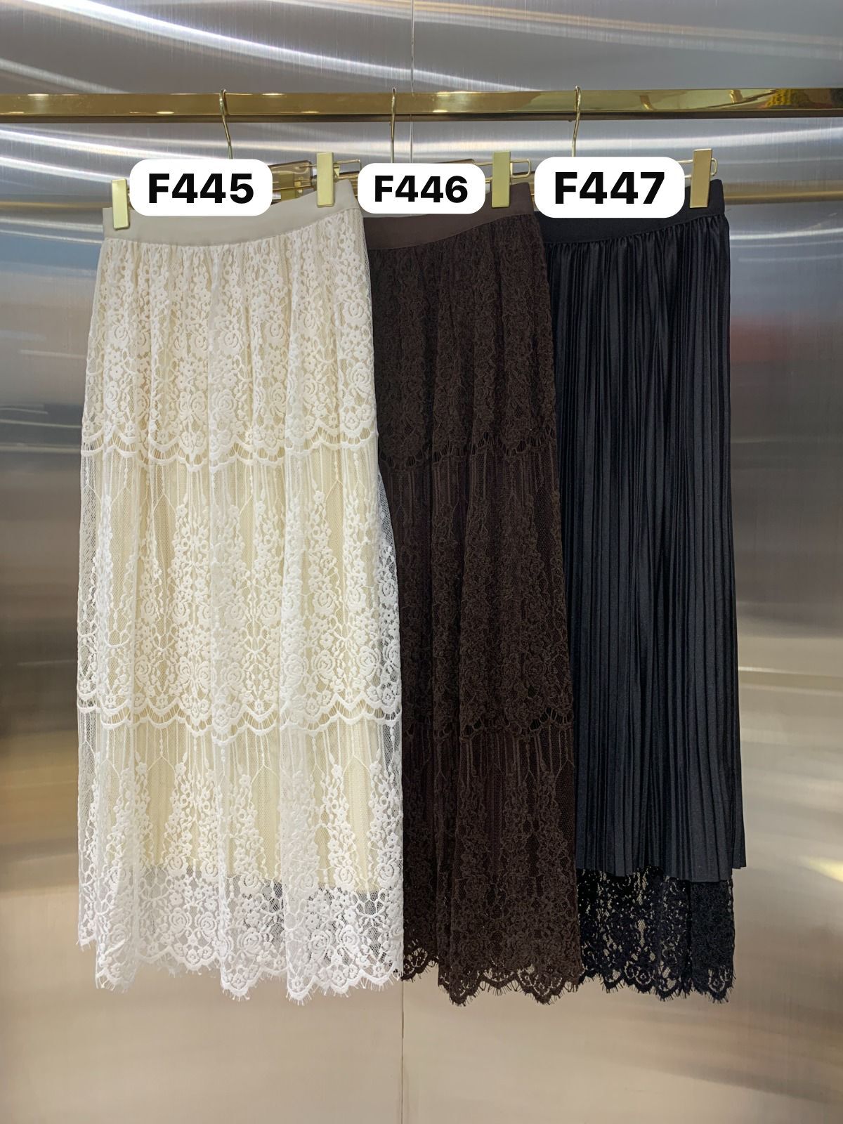[訂貨]約1星期到貨   macrame lace skirt F445 white / F446 brown / F447 black / A (1103live)