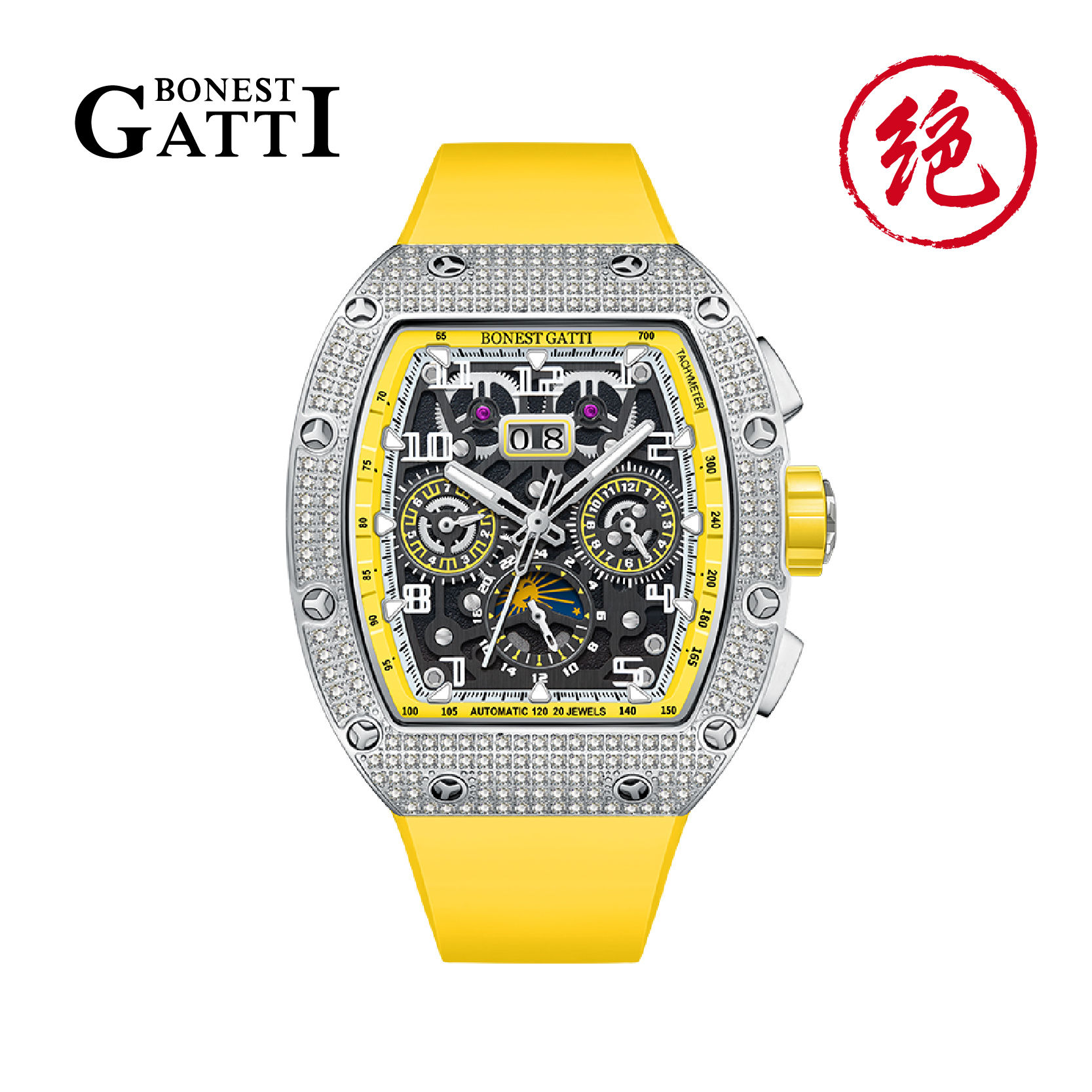 【Bonest Gatti 布加迪】疾速系列 BG5004* 酒桶 三眼 日月星辰 鏤空 夜光 機械錶