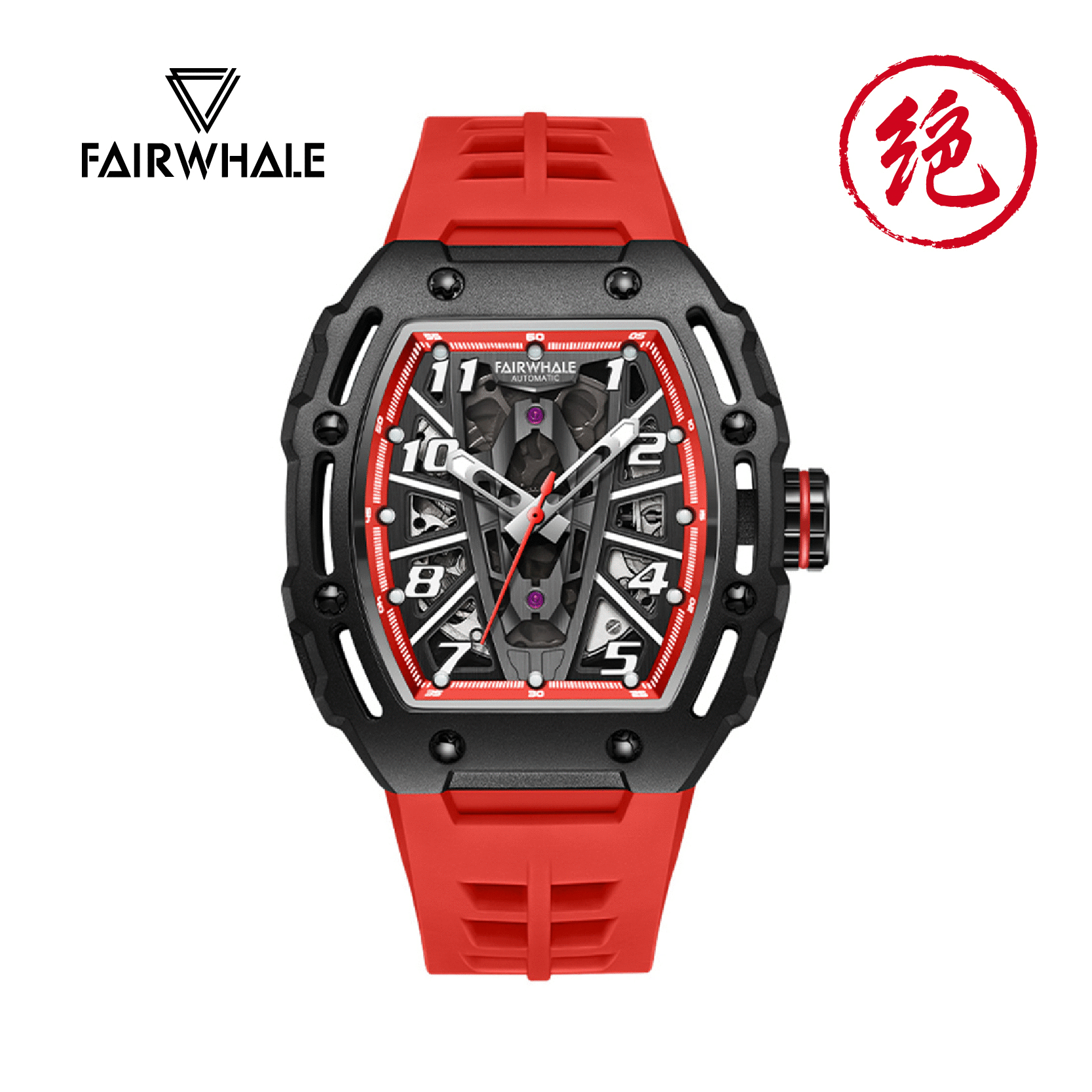 【Mark Fairwhale 馬克菲爾】 FW-6640* 探索未知太空 鏤空 動感 時標 跳色 錶冠 機械 手錶 -