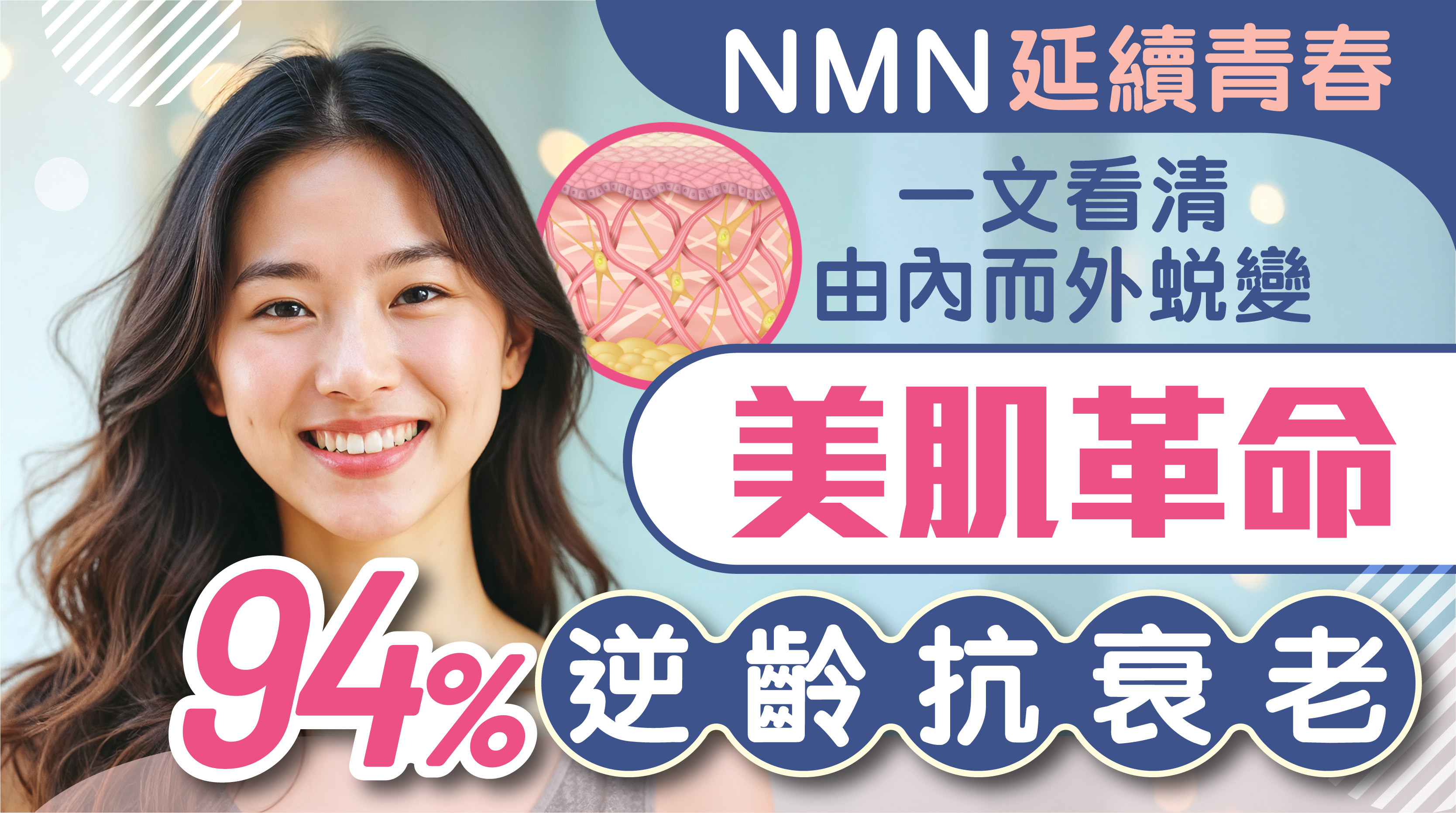 隨住亞洲地區對美容與抗衰老嘅關注日益提升，越來越多人—無論男女老少—都渴望擁有年輕、健康、充滿活力嘅外貌。改善肌膚質素、維持理想體態，已成為現代生活中不可或缺嘅目標。而喺眾多美容方案之中，一種天然成分正迅速成為焦點：NMN（β-煙酰胺單核苷酸）。