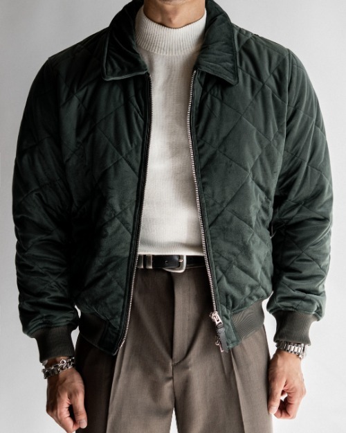 絲絨絎縫飛行員夾克