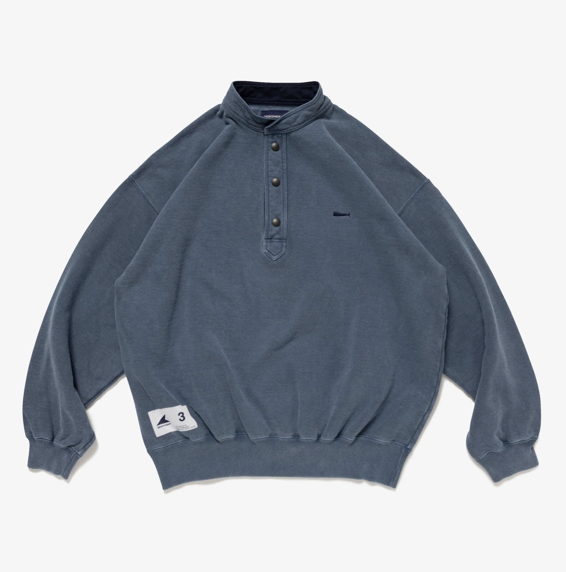 DESCENDANT FW25 VOIL HENLEY NECK PIGMENT DYE