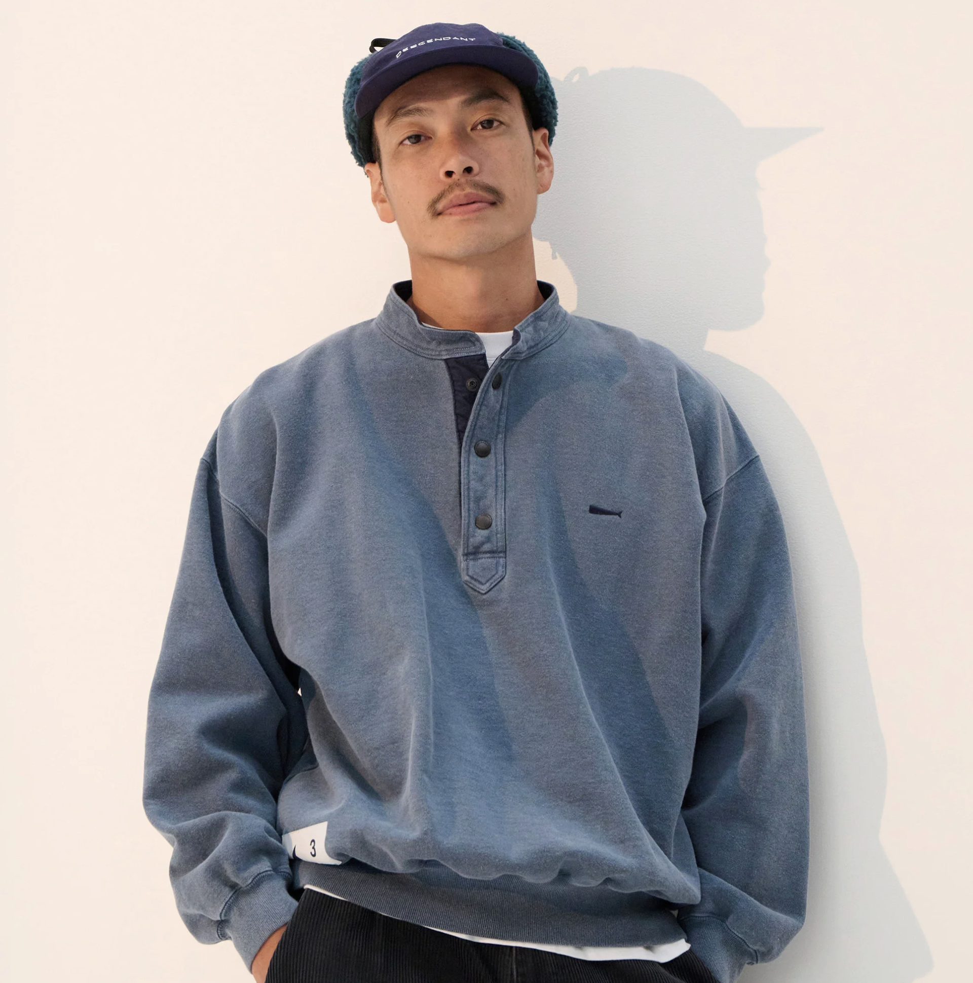 [現貨] DESCENDANT FW25 VOIL HENLEY NECK PIGMENT DYE | (BLACK / BLUE / NAVY)