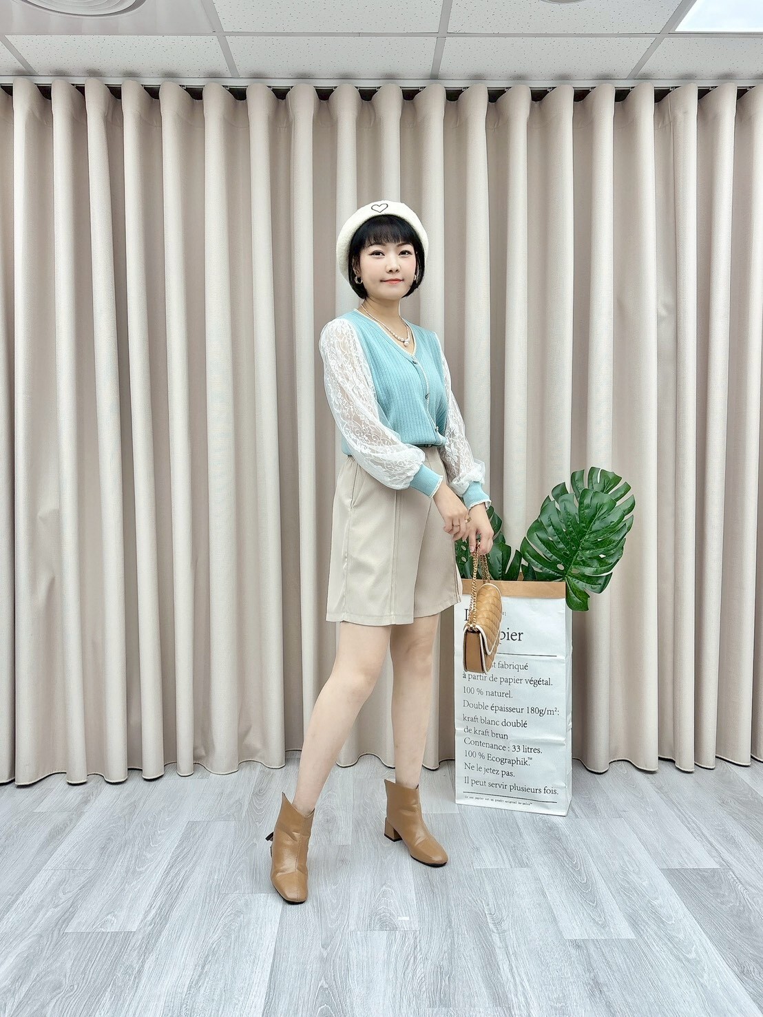 立體車線短褲