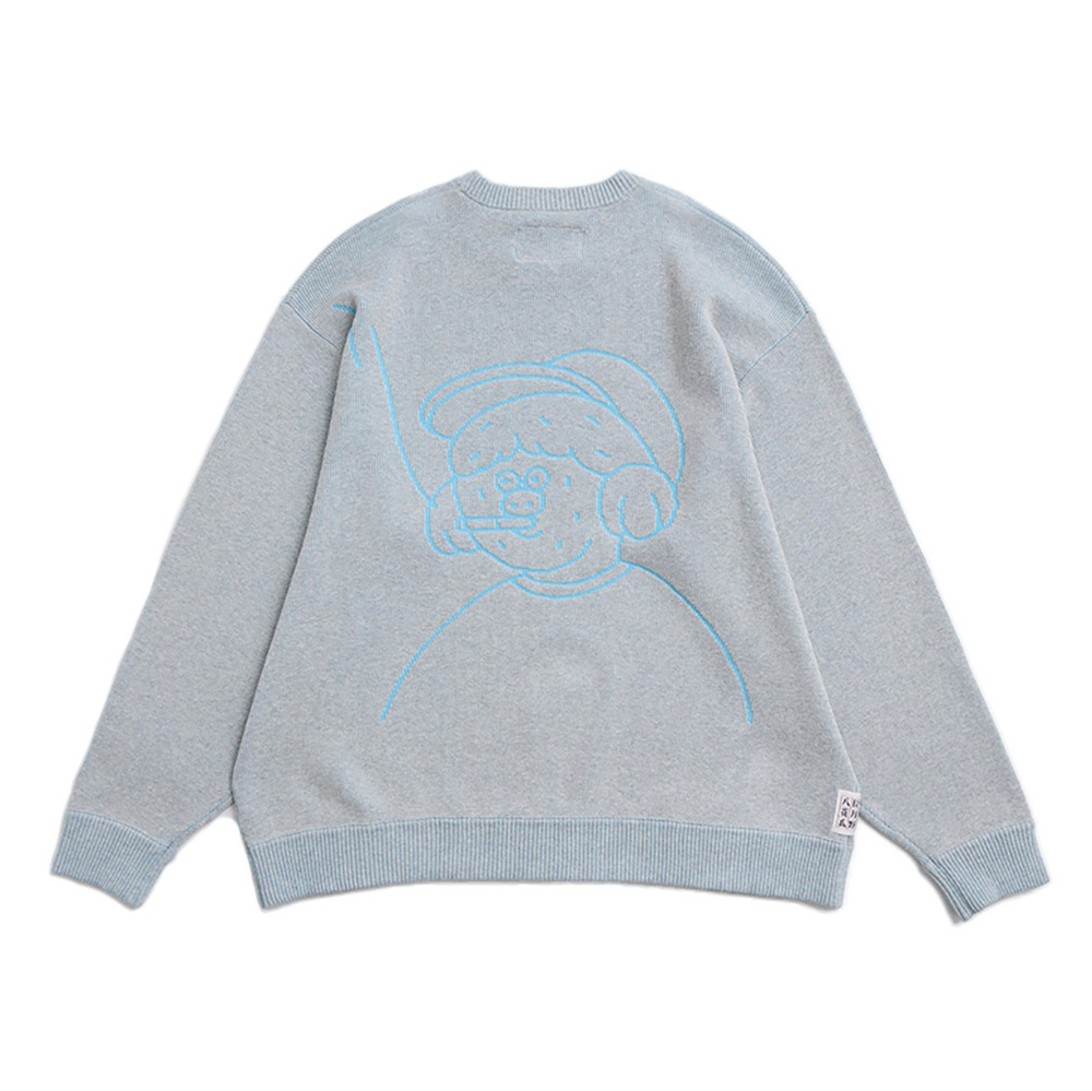[Megumi Yamazaki] Dogs Know everything Smoking Dog Long Sleeves Top Blue
