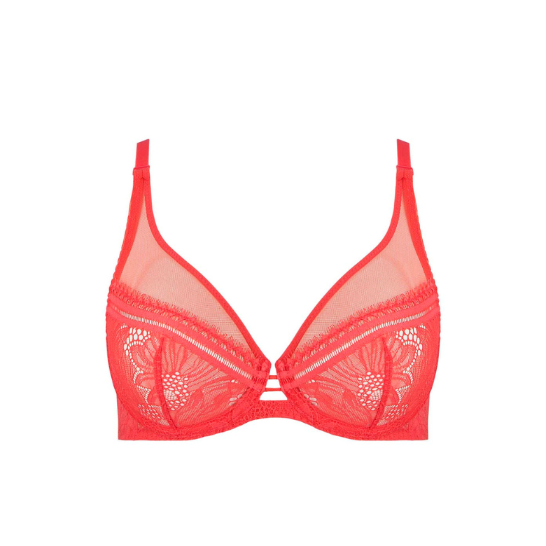 CITADINE 都會 低領全罩杯無襯胸罩 火鶴紅