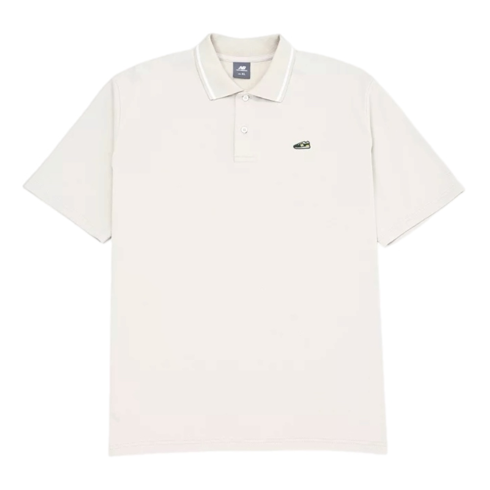 NEW BALANCE 米白 奶茶 POLO衫 短袖 鈕釦 透氣 運動服 男士 AMT55159
