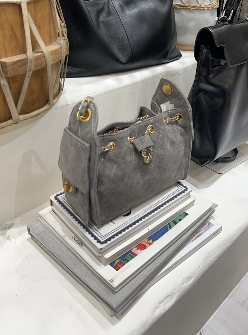 真皮皮穿鍊雙口袋肩背包