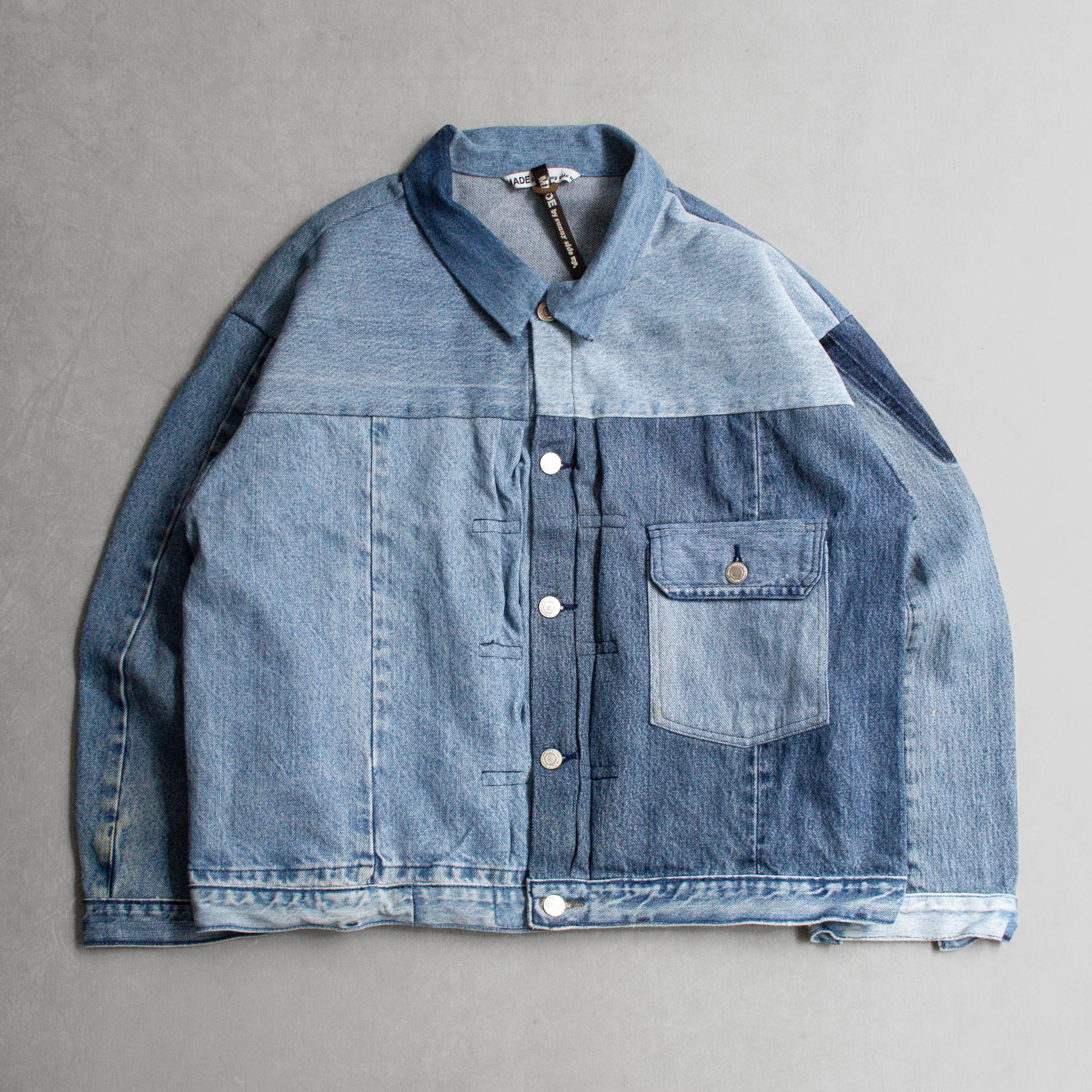 SUNNY SIDE UP DENIM 1st T BACK JKT 日本製 改製 拼接 丹寧 夾克 3