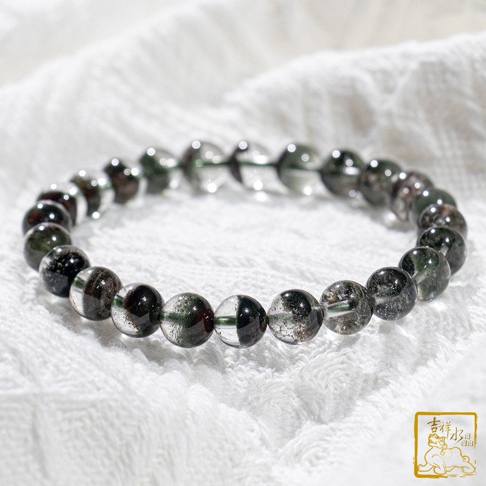 綠幽靈聚寶盆手珠 7.6mm 安神健康