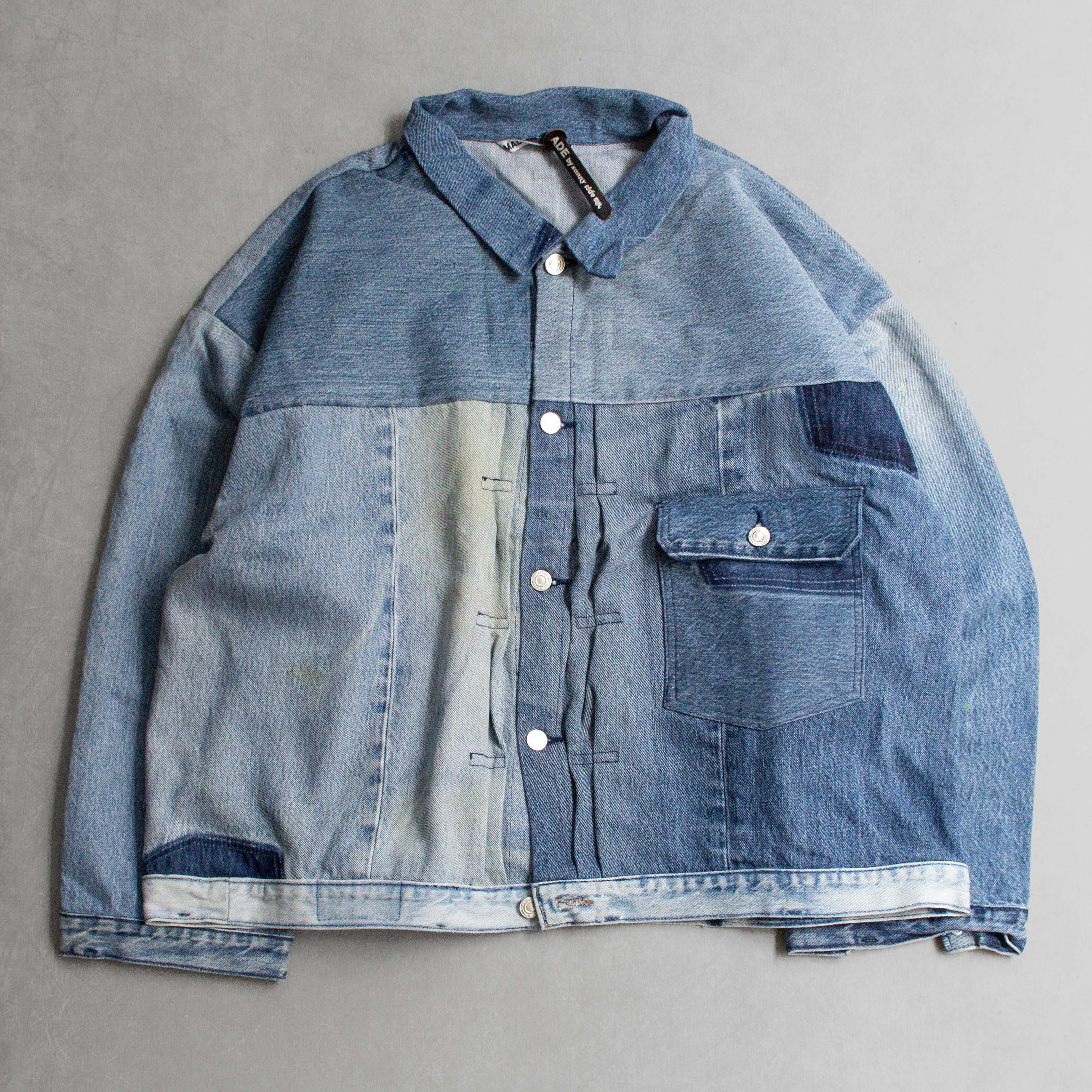 SUNNY SIDE UP DENIM 1st T BACK JKT 日本製 改製 拼接 丹寧 夾克 4
