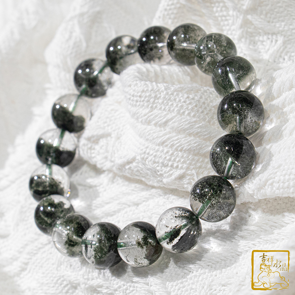 綠幽靈聚寶盆手珠 12.3mm 事業財運