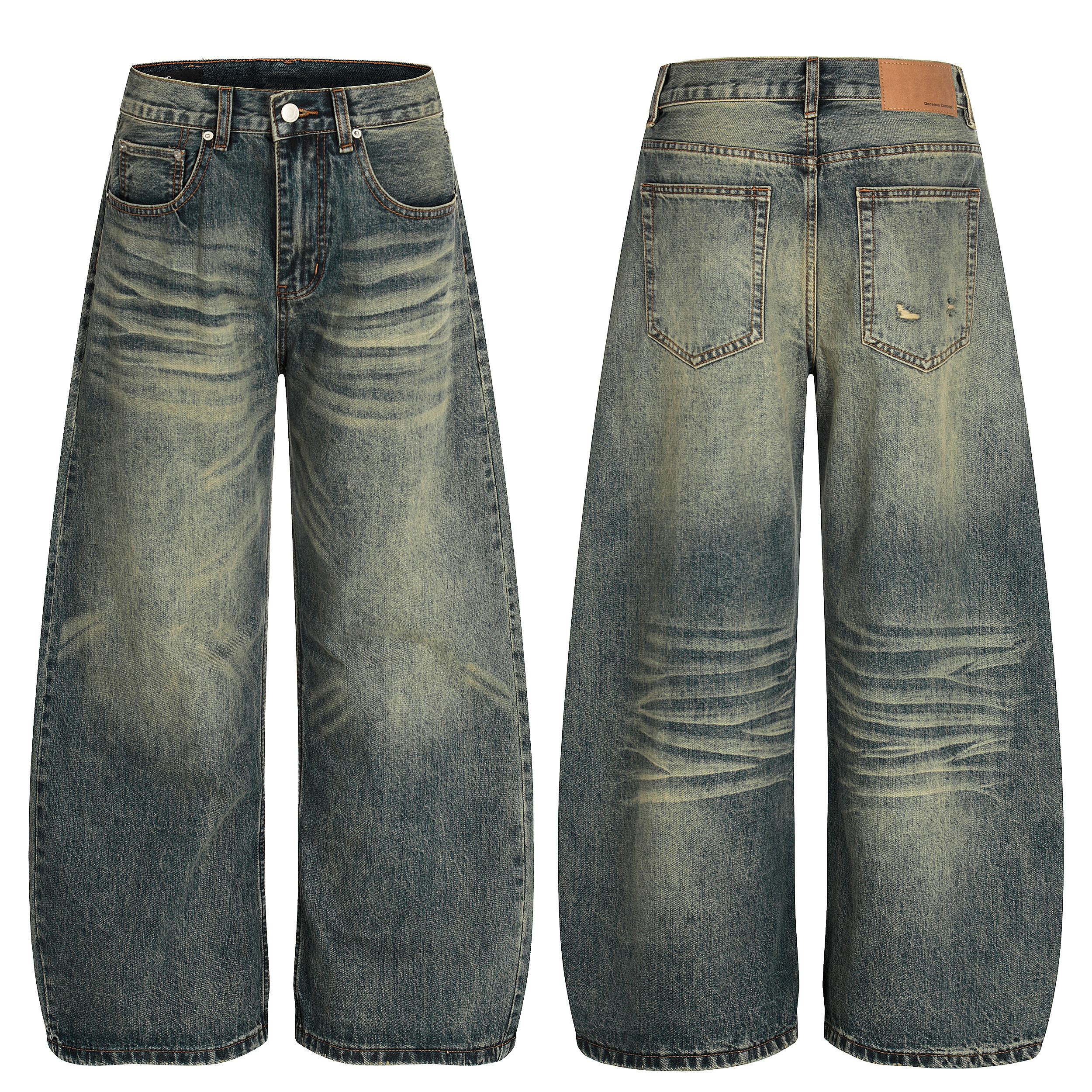 《S.V》貓鬚黃泥刷舊牛仔褲