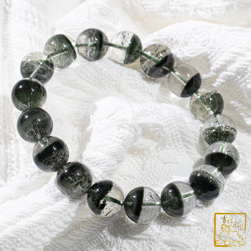 綠幽靈聚寶盆手珠 12.3mm 事業財運