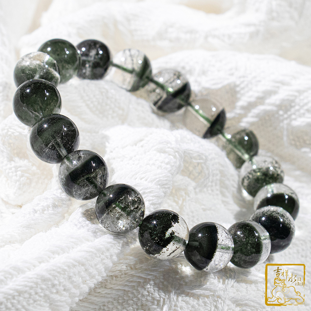 綠幽靈聚寶盆手珠 12.3mm 事業財運