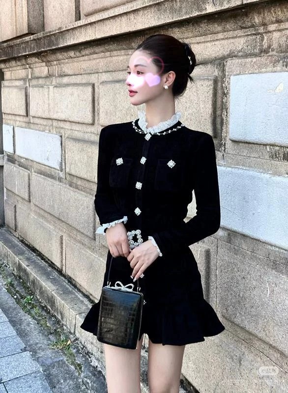 優雅宮廷風 包臀長袖小洋裝