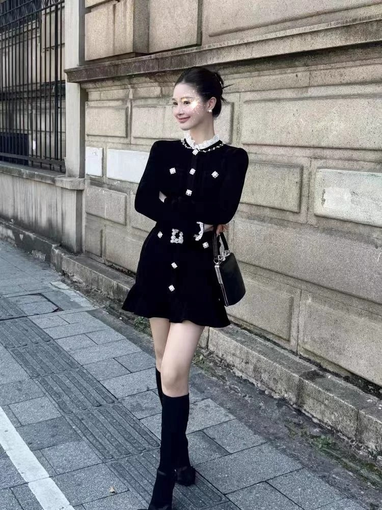 優雅宮廷風 包臀長袖小洋裝