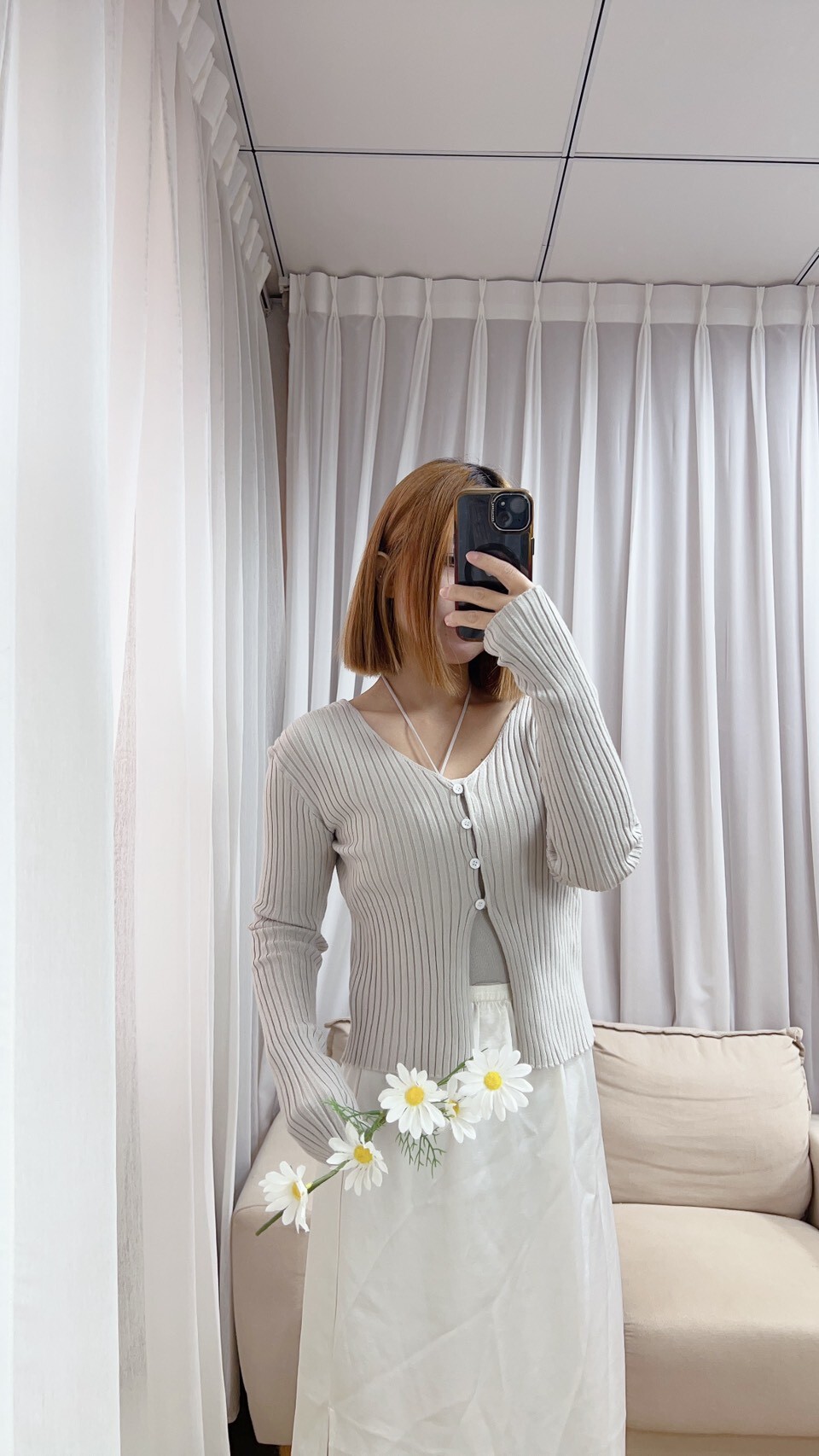 針織坑條排釦外套&小背心