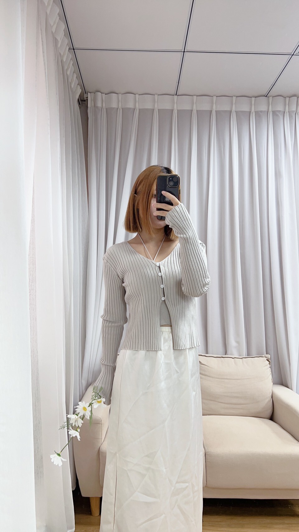 針織坑條排釦外套&小背心