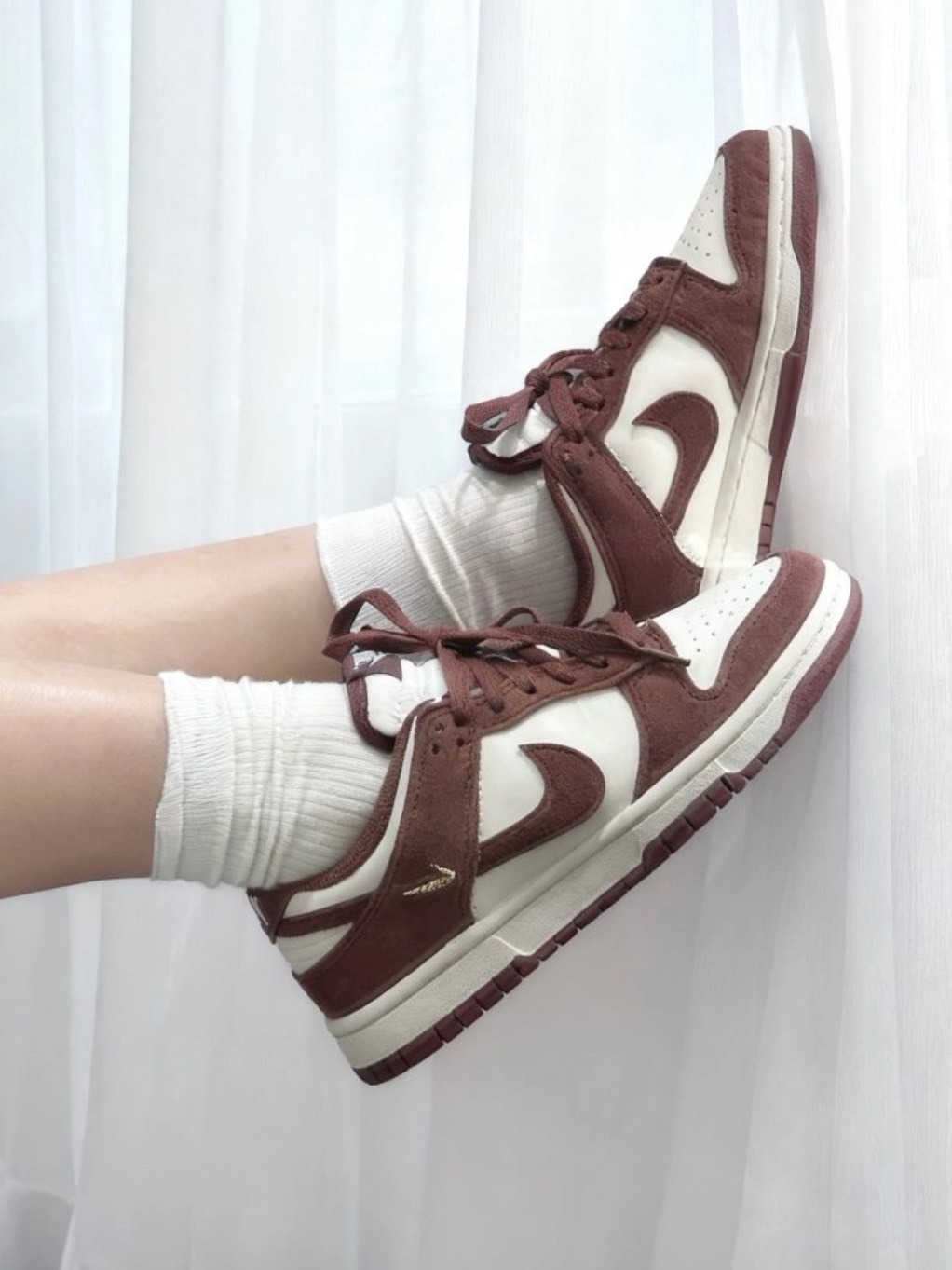 NIKE DUNK 酒紅 螺絲紋 勾勾