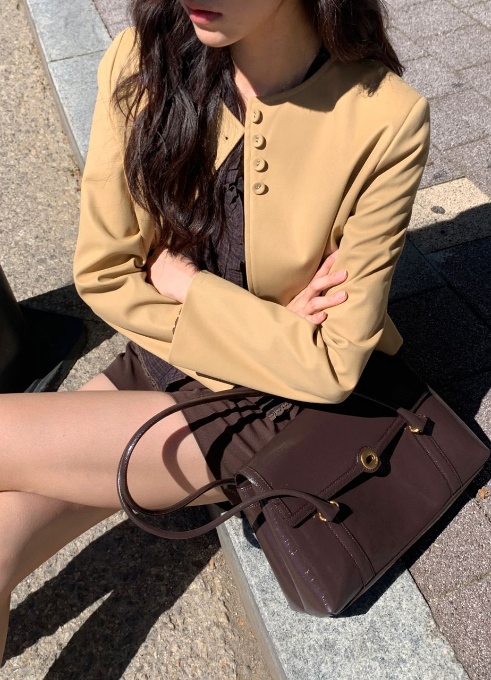 圓領直排鈕扣外套