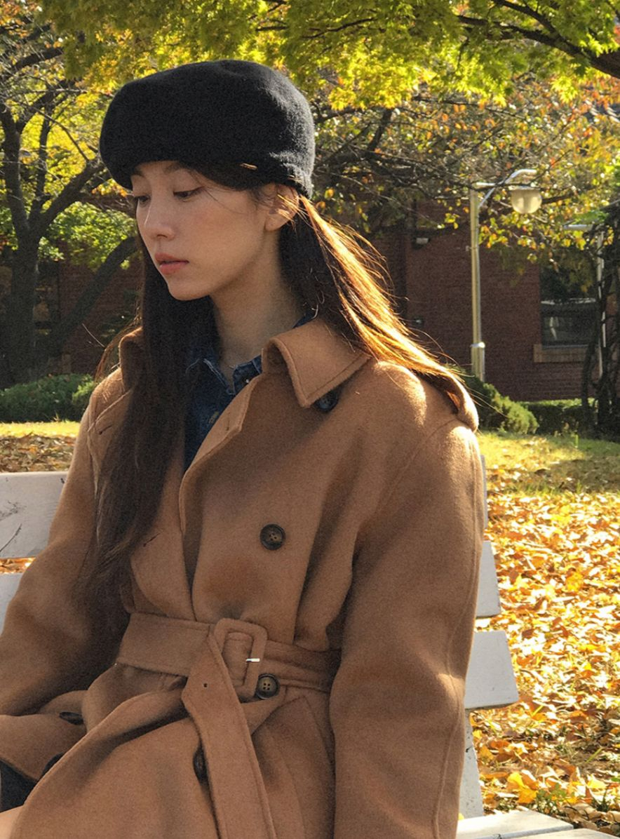 羊毛雙排鈕長款大褸