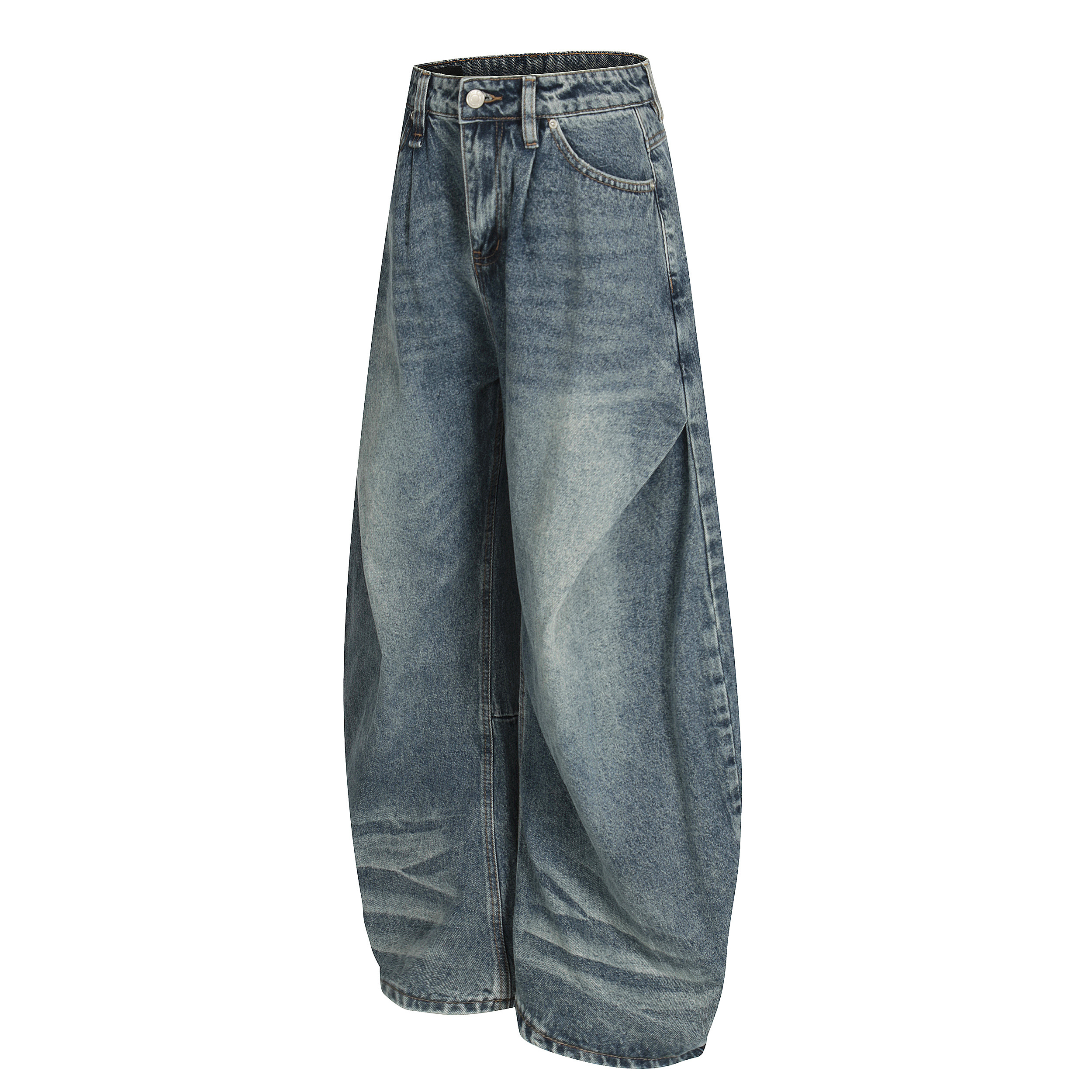 《S.V》皺褶作舊貓鬚彎刀褲