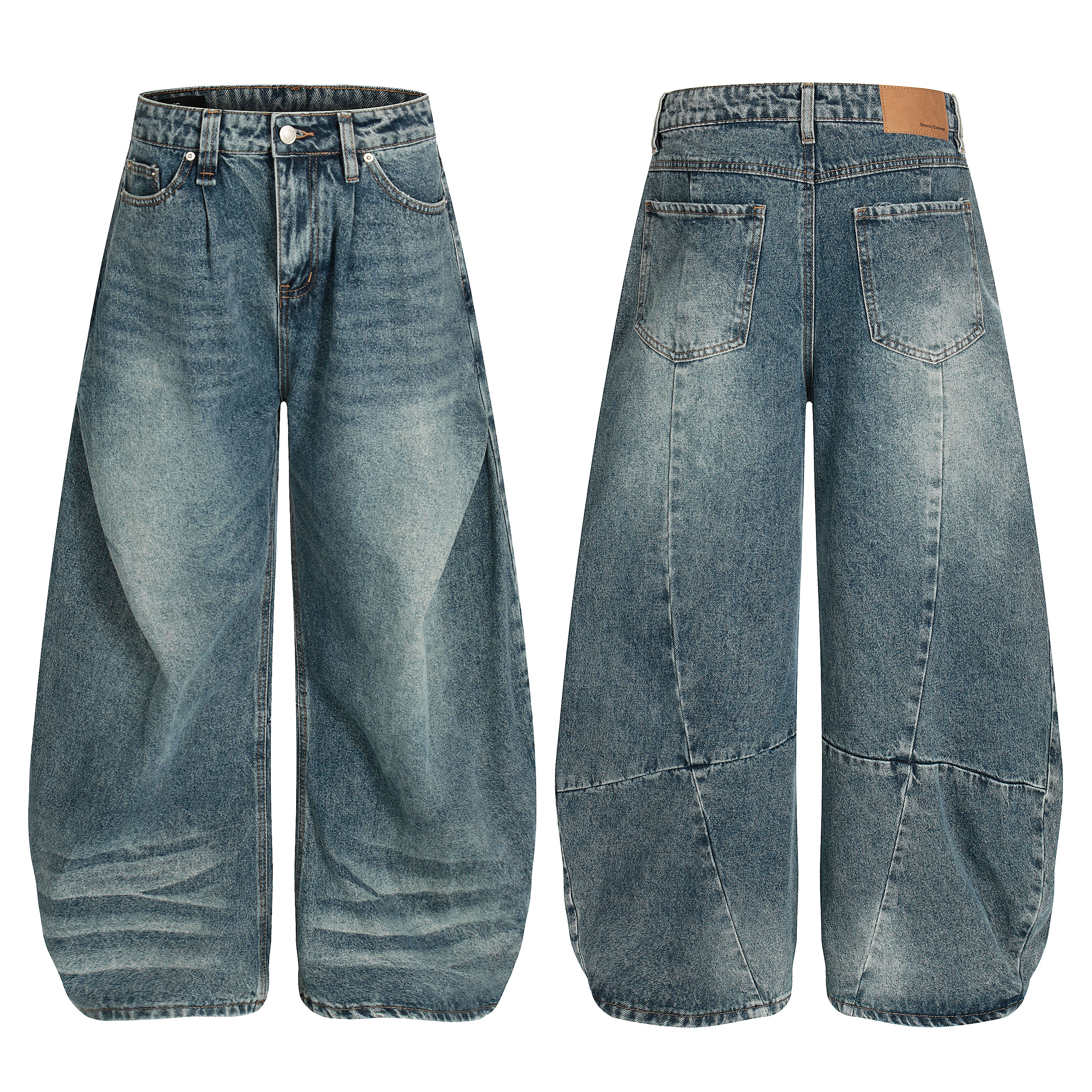 《S.V》皺褶作舊貓鬚彎刀褲