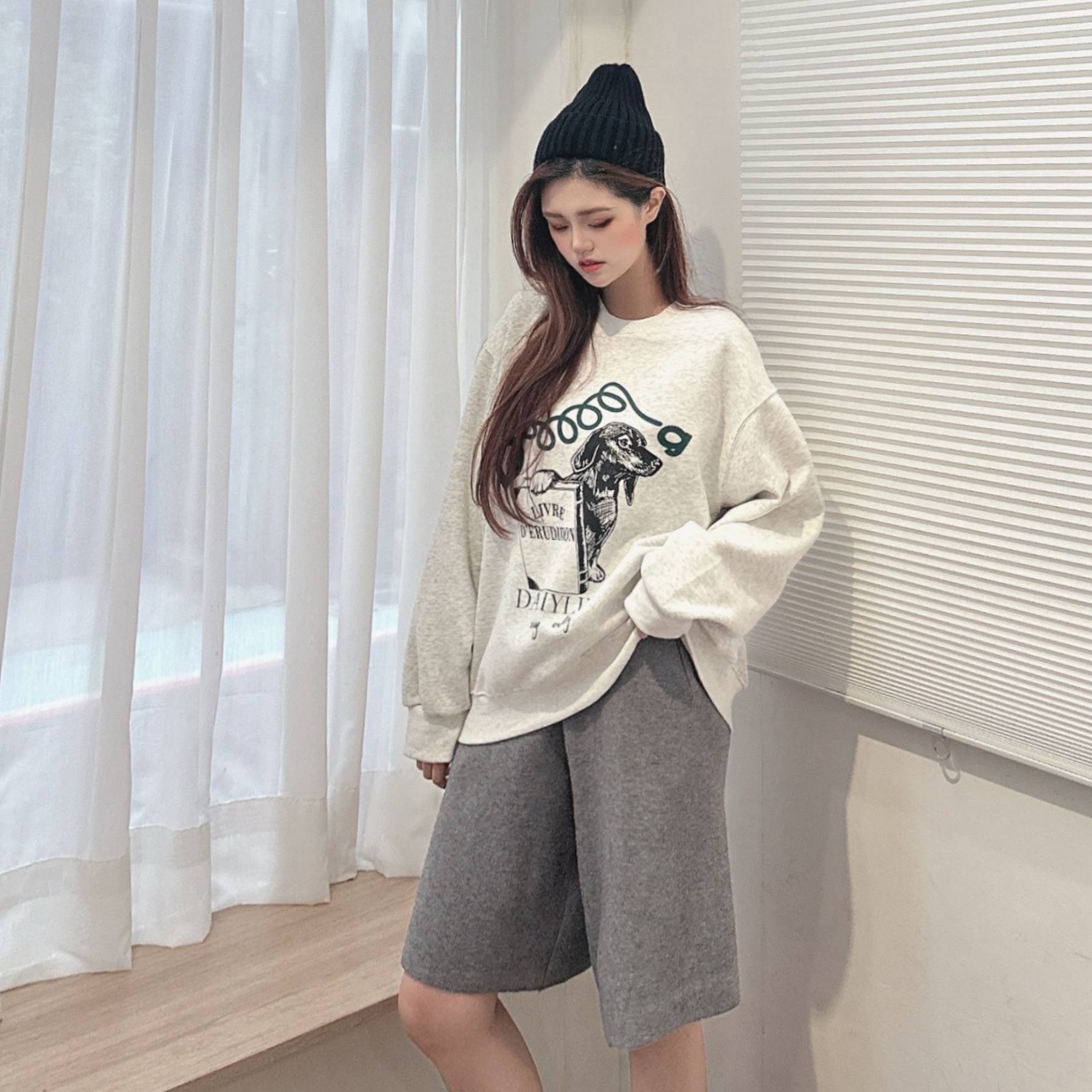 柔軟針織五分褲/二色