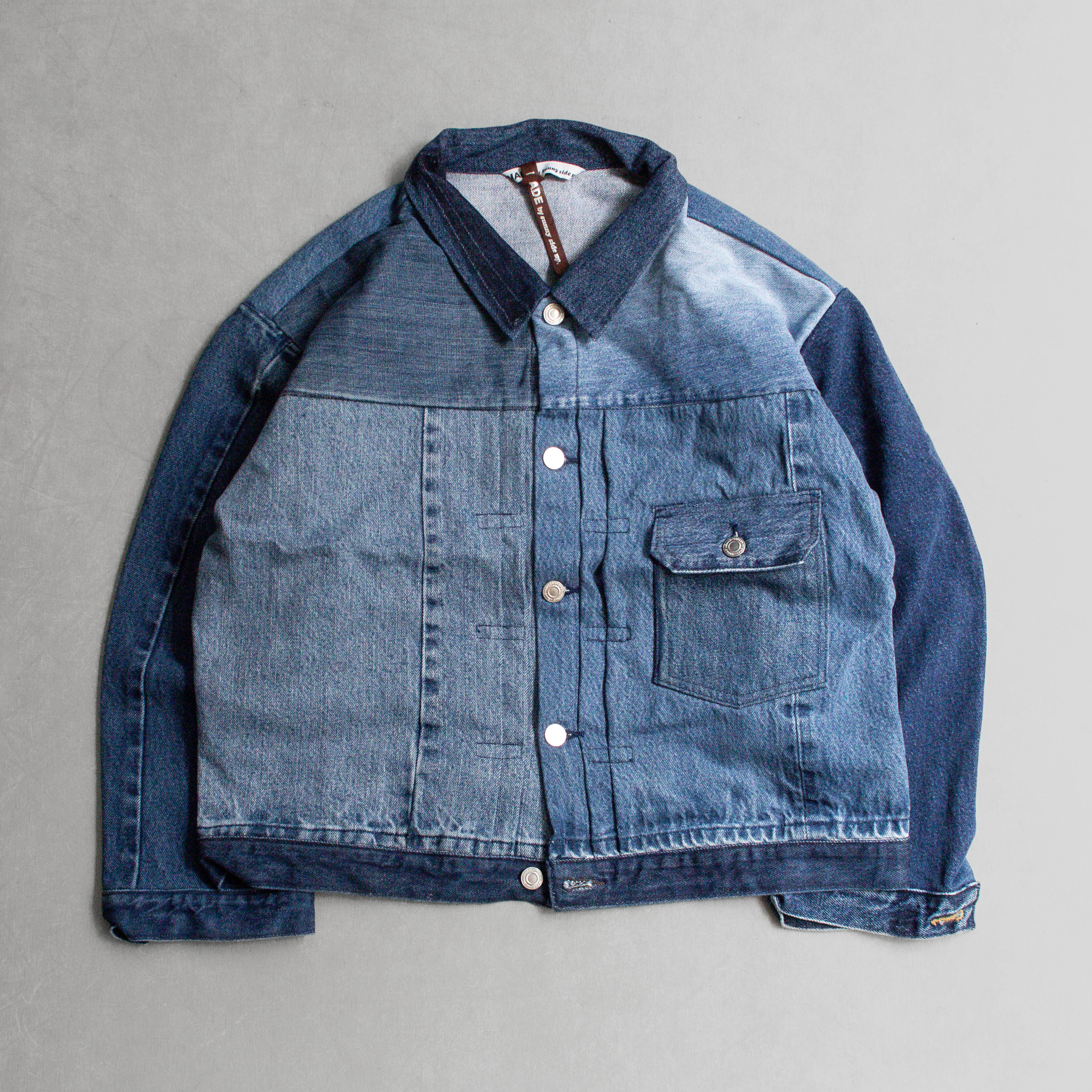 SUNNY SIDE UP DENIM 1st T BACK JKT 日本製 改製 拼接 丹寧 夾克 2