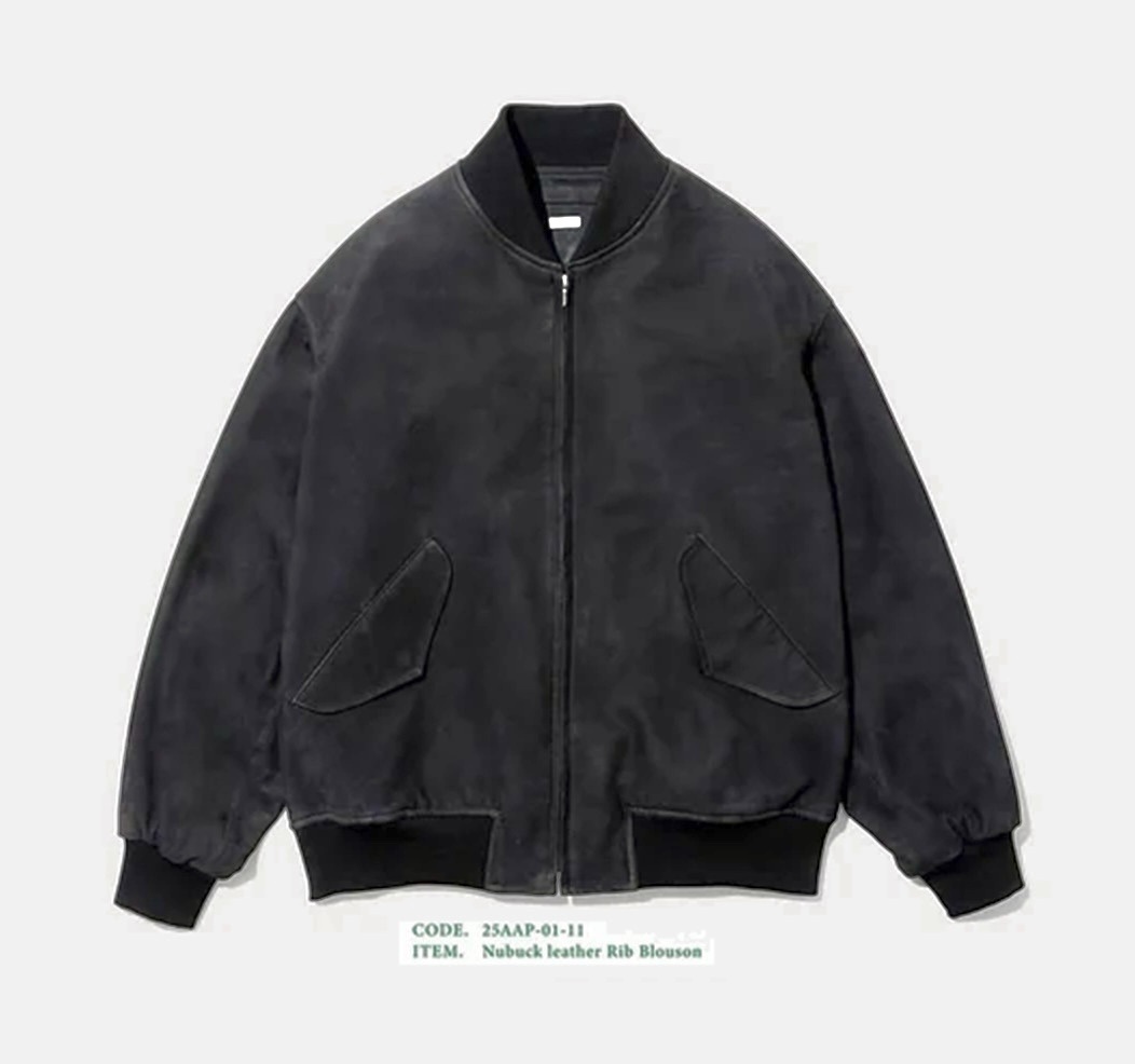 A.PRESSE 2025 NUBACK LEATHER RIB BLOUSON (25AAP-01-11) - BLACK PRE ORDER ITEM (預訂中)