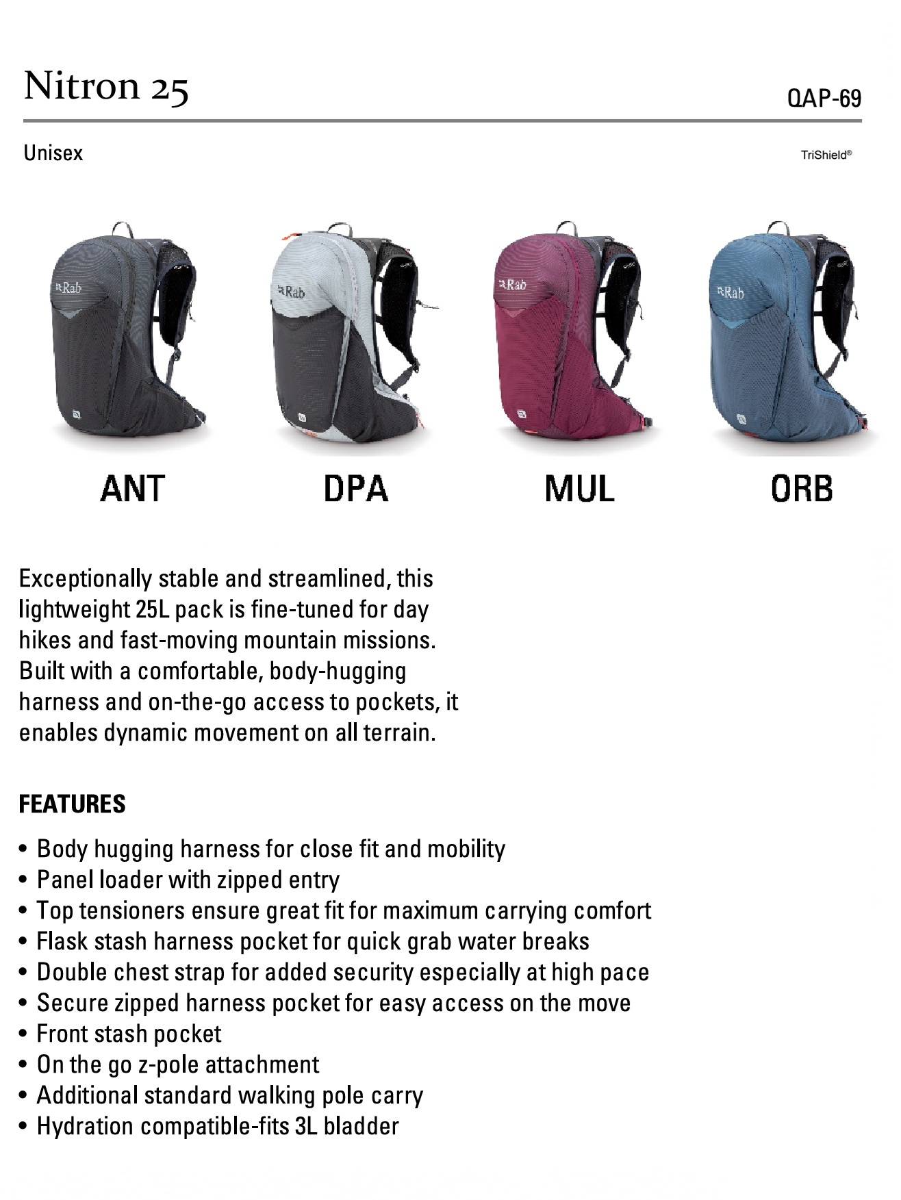 Rab. Nitron 25L Lightweight Pack ( Colour : Dark Pewter/Anthracite • DPA )