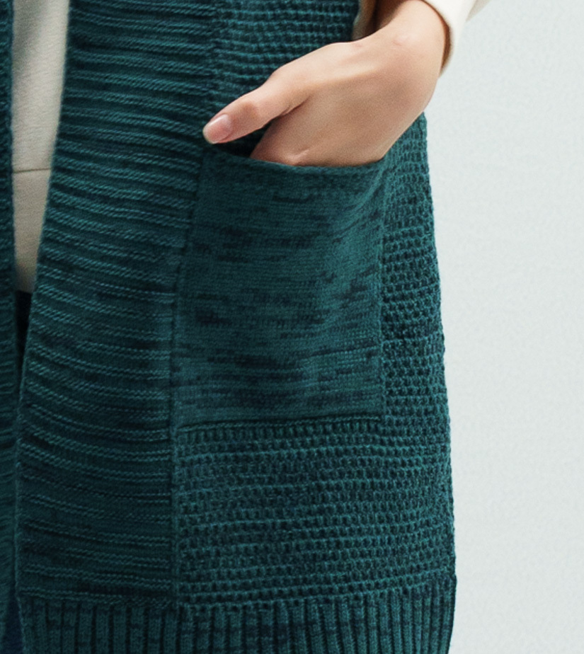 雙口袋設計開襟針織背心