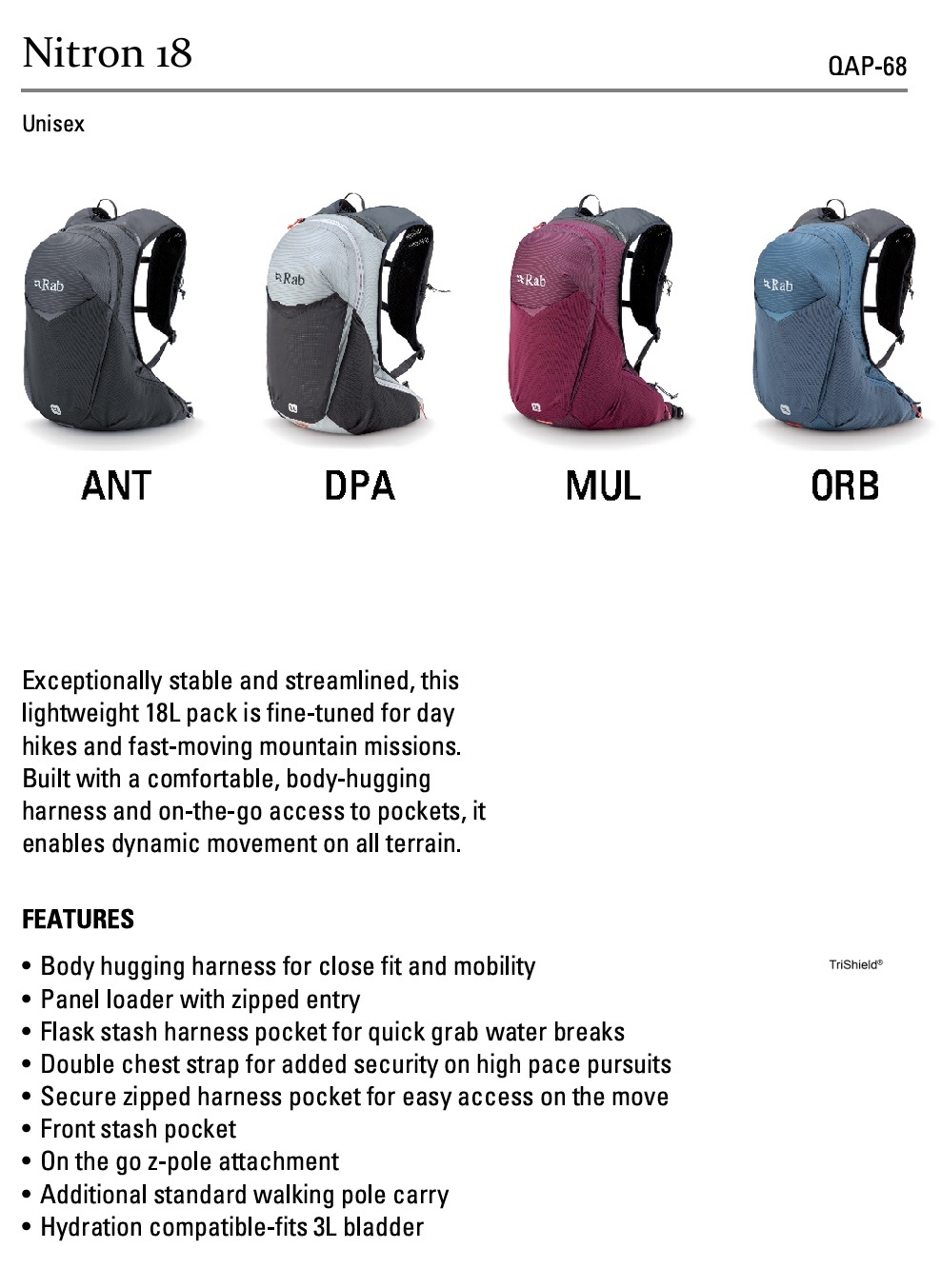 Rab. Nitron 18L Lightweight Pack ( Colour : Anthracite • ANT )