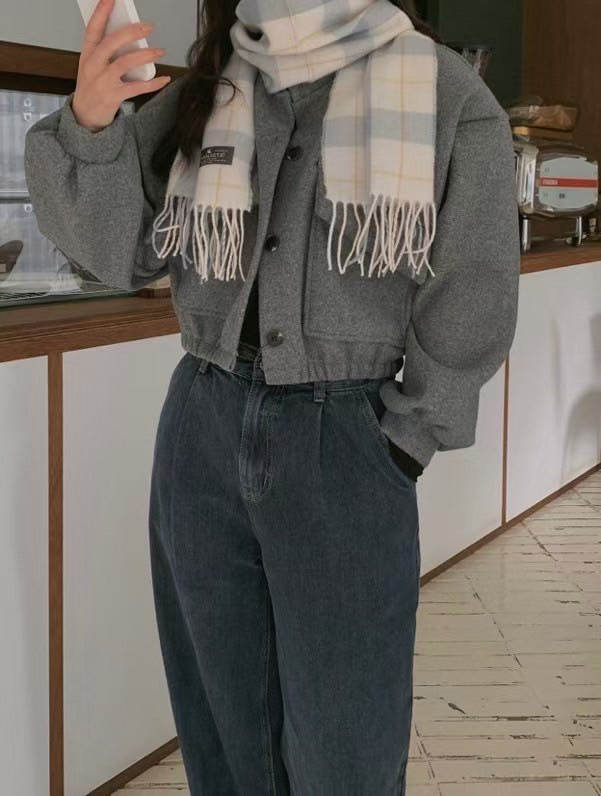 亮眼配色格紋毛呢流蘇圍巾 / 7色