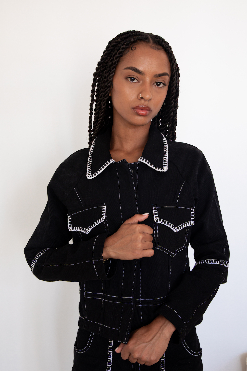 Cropped Waist Denim Jacket