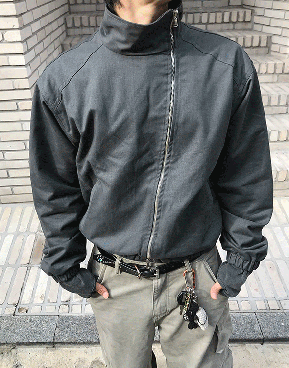 科爾頓不對稱拉鍊短款夾克