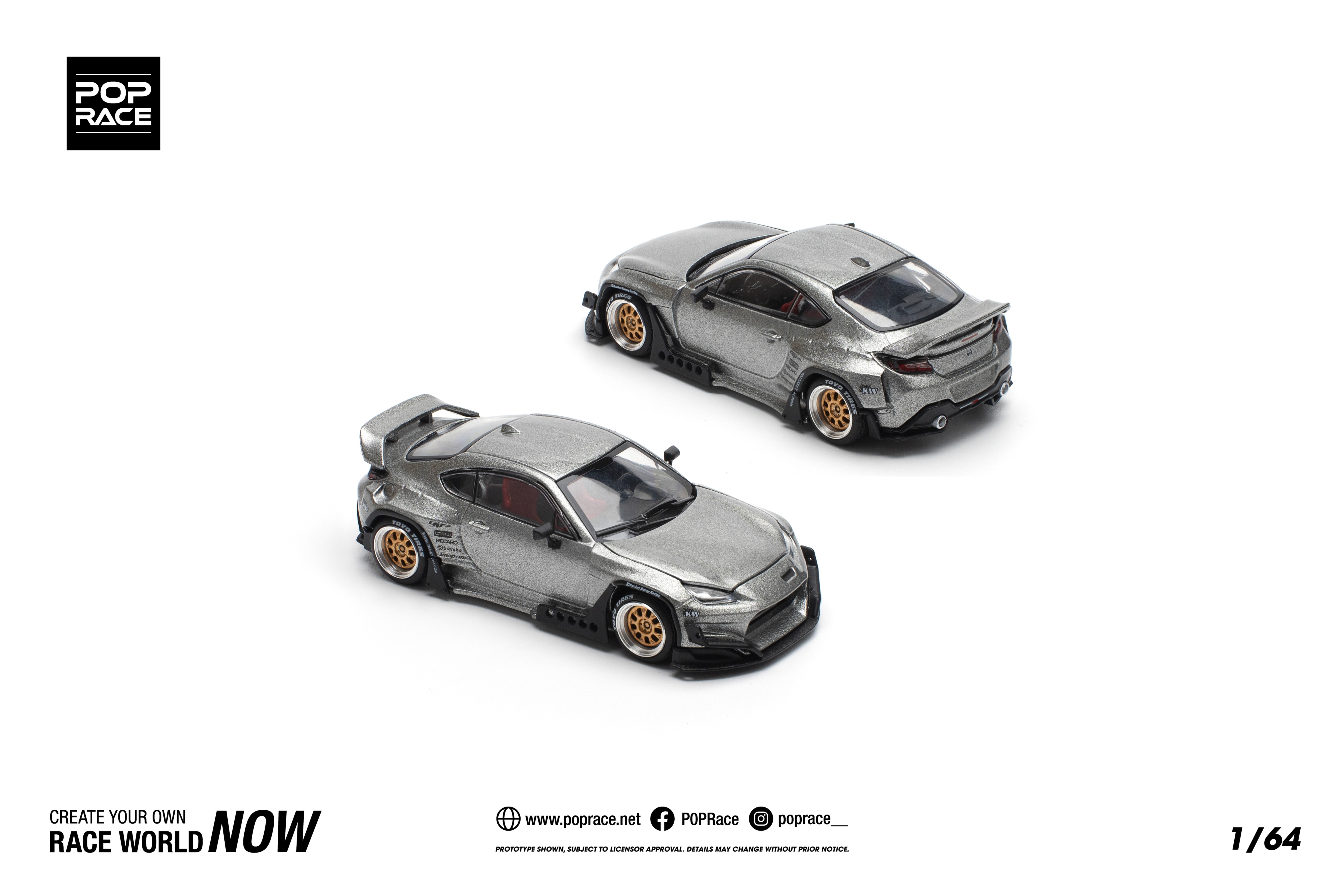 POPRACE 1/64 PANDEM GR86 - SILVER (NEW TOOLING)