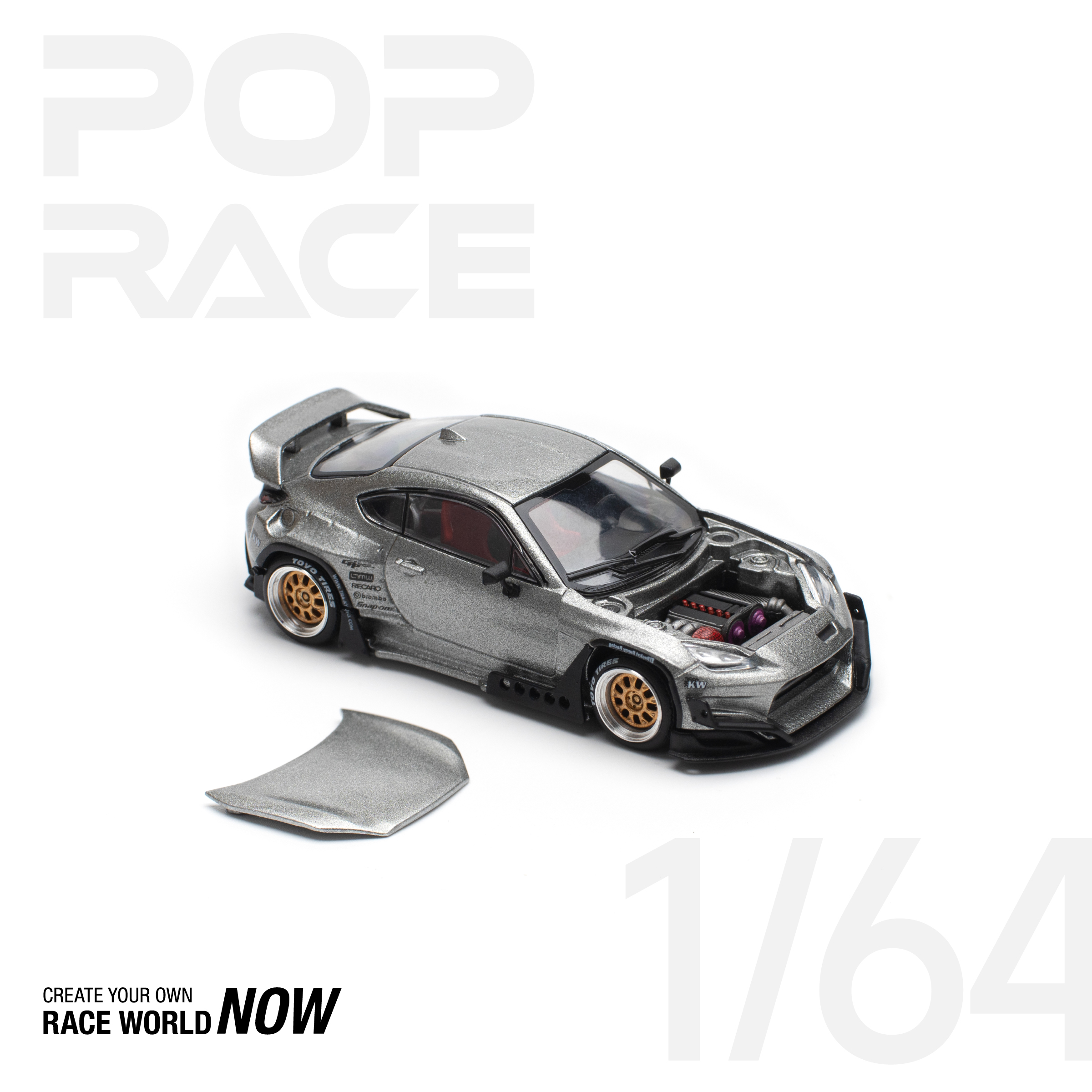 POPRACE 1/64 PANDEM GR86 - SILVER (NEW TOOLING)