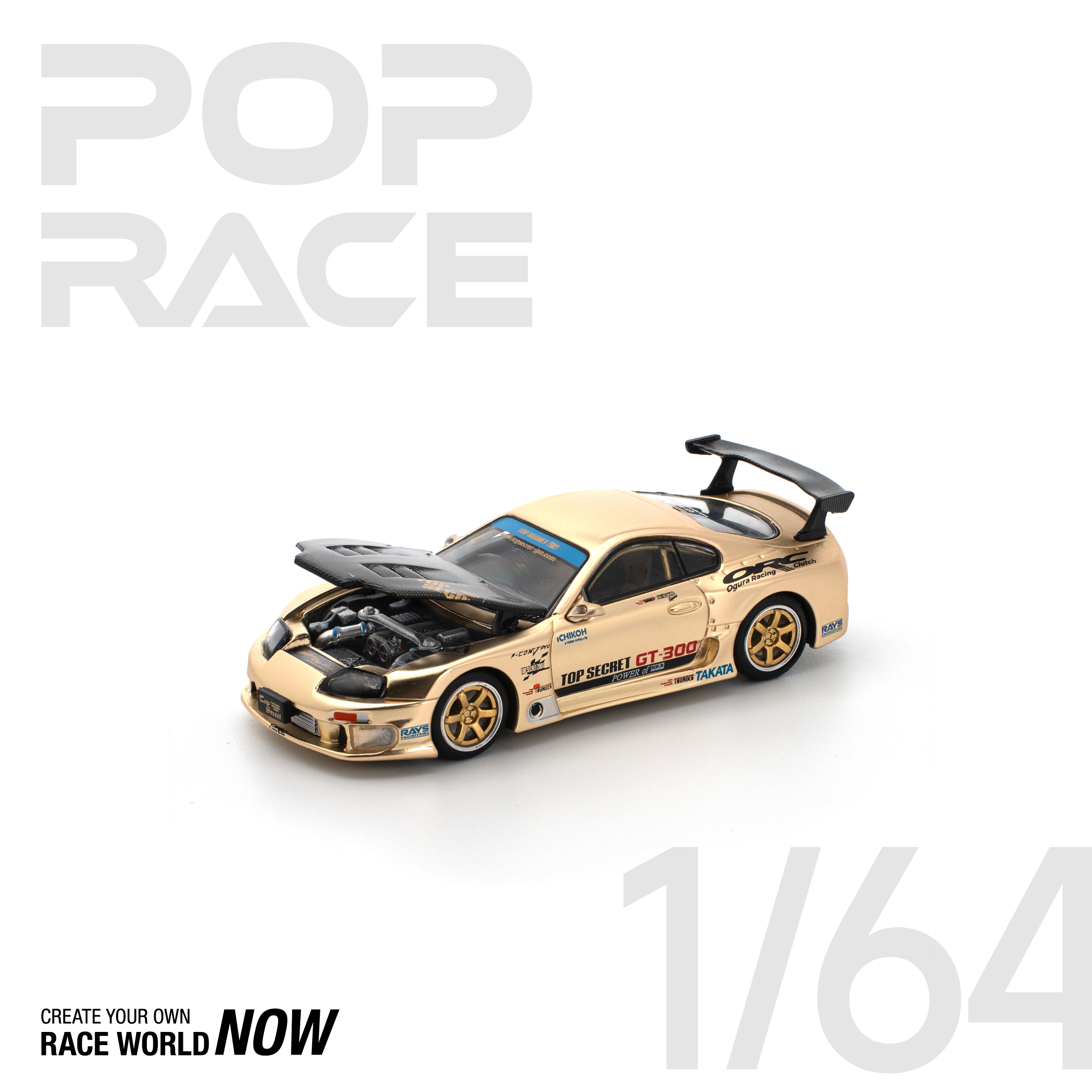 POPRACE 1/64 TOP SECRET GT300 SUPRA - CHROME GOLD