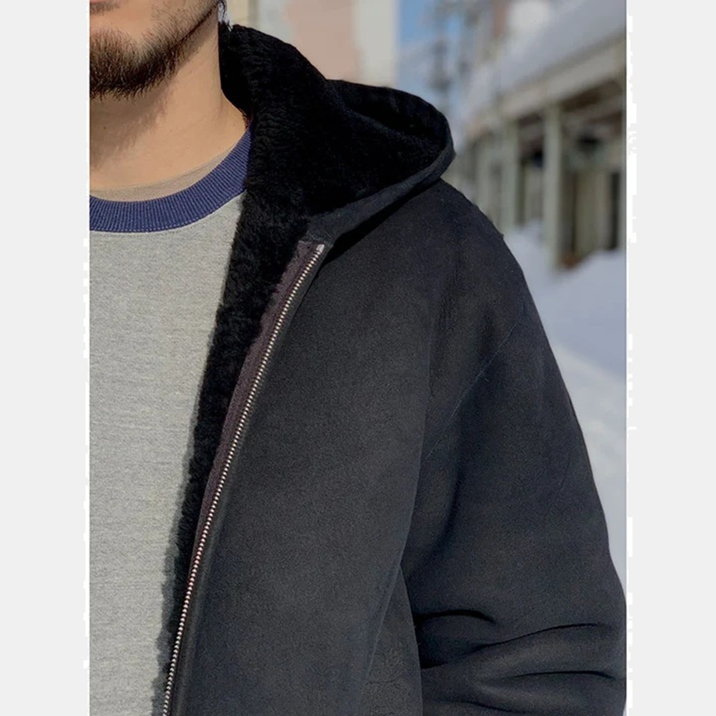 A.PRESSE 2025 MOUTION ZIP SHEEP LEATHER HOODIE (25SAP-01-02H) - BLACK PRE ORDER ITEM (預訂中)