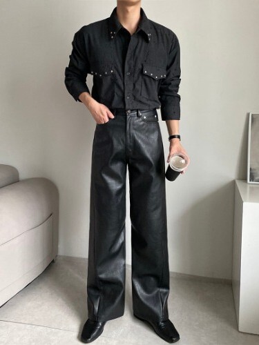 鉚釘燈芯絨短款襯衫