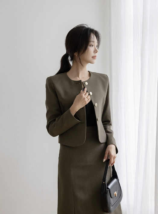 [現貨] Zabara 領巾圓領套裝外套 [ 2色 / S,M ]