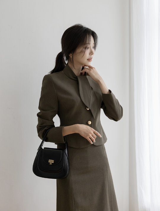 [現貨] Zabara 領巾圓領套裝外套 [ 2色 / S,M ]